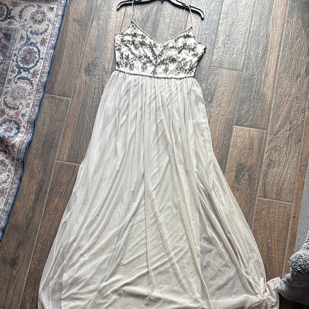Adrianna Papell Cream Embellished Dress